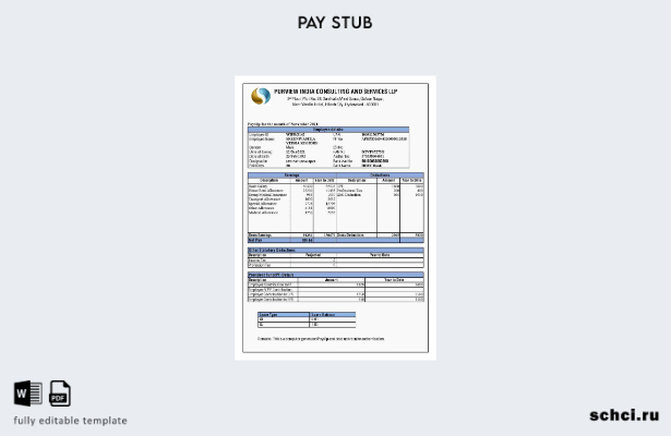 цифровая загрузка шаблона расчетной ведомости Purview India Consulting and Servi